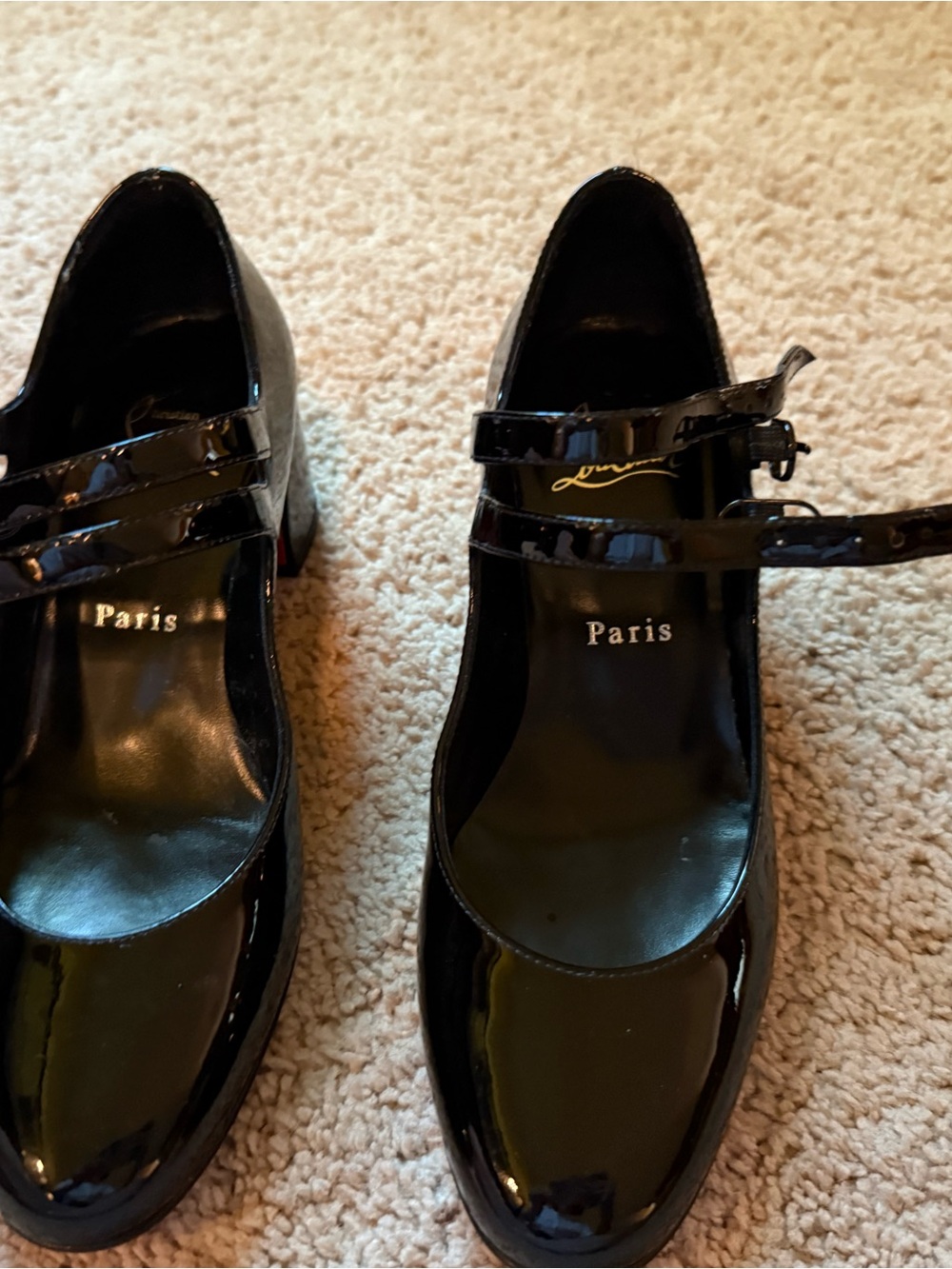 Christian Louboutin Black Patent Mary Jane Heels - size 35/US 5